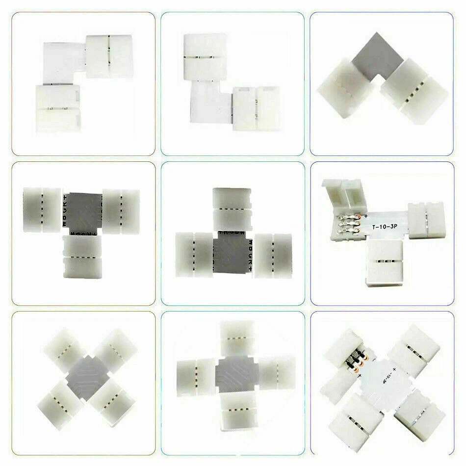 10mm 12mm Solderless Connector 2/3/4/5/6pin T/L/X Shape For 5050 Led Strip light - Image 1 of 4