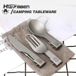 Lightweight Camping Fork Spoon Portable Outdoor Tableware Set Hiking Picnic - Picture 1 of 17