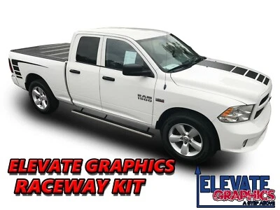 Calcomanías de vinilo con rayas laterales y capó para Dodge Ram 1500 gráficos Raceway 2009-2018 Foto 1 de 4