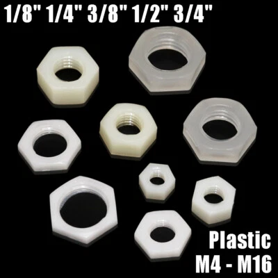 M4 - M16 Sechskantmuttern Kunststoff 1/8" 1/4" 3/8" 1/2" 3/4" Polyamid Mutter - Bild 1 von 4