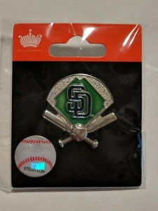 San Diego Padres baseball green field crossed bats and ball lapel pin MLB 2013 - Picture 1 of 2