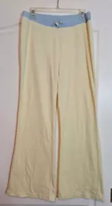 Y2K Glamour Chick Pants Womens Large Yellow Velour Flare Leg Low Rise Sweatpants - Picture 1 of 4
