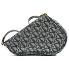 Christian Dior Trotter Navy Canvas X Leather Saddle Bag Handbag  Ladies Auth