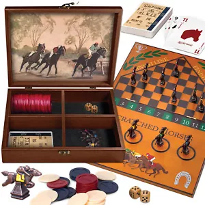 WE Games Grand National juego de carreras de caballos en caja de madera - Imagen 1 de 8