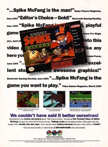 VINTAGE 1994 Spike Mcfang Sega Genesis Video Game Print Ad - Picture 1 of 1