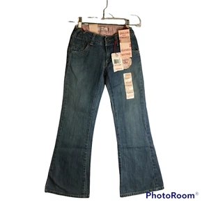 Vintage LEVI’S NEW Flare GIRLS 7 Regular Adjustable JEANS - Picture 1 of 12