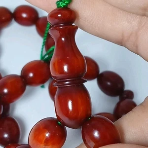 Ottoman Damari Faturan Dark Cherry Amber Opaque Islamic Worry Prayer Bead 43gr - Picture 1 of 24