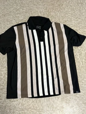Modern Culture, Polo a Rayas Para Hombre Negro/Marrón Rayas Talla L Foto 1 de 4