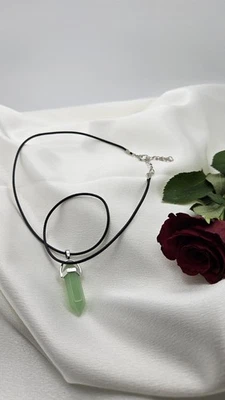 Gemstone Pendant Necklace With Leather Necklace Chain - Image 1 of 3