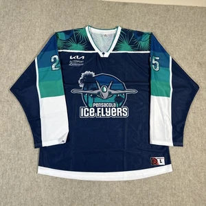 Pensacola Ice Flyers maglia adulto grande blu verde minori hockey nuova - Foto 1 di 9