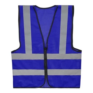 Chaleco de seguridad de malla reflectante con bolsillos cremallera frontal clase 4, azul oscuro - Imagen 1 de 7