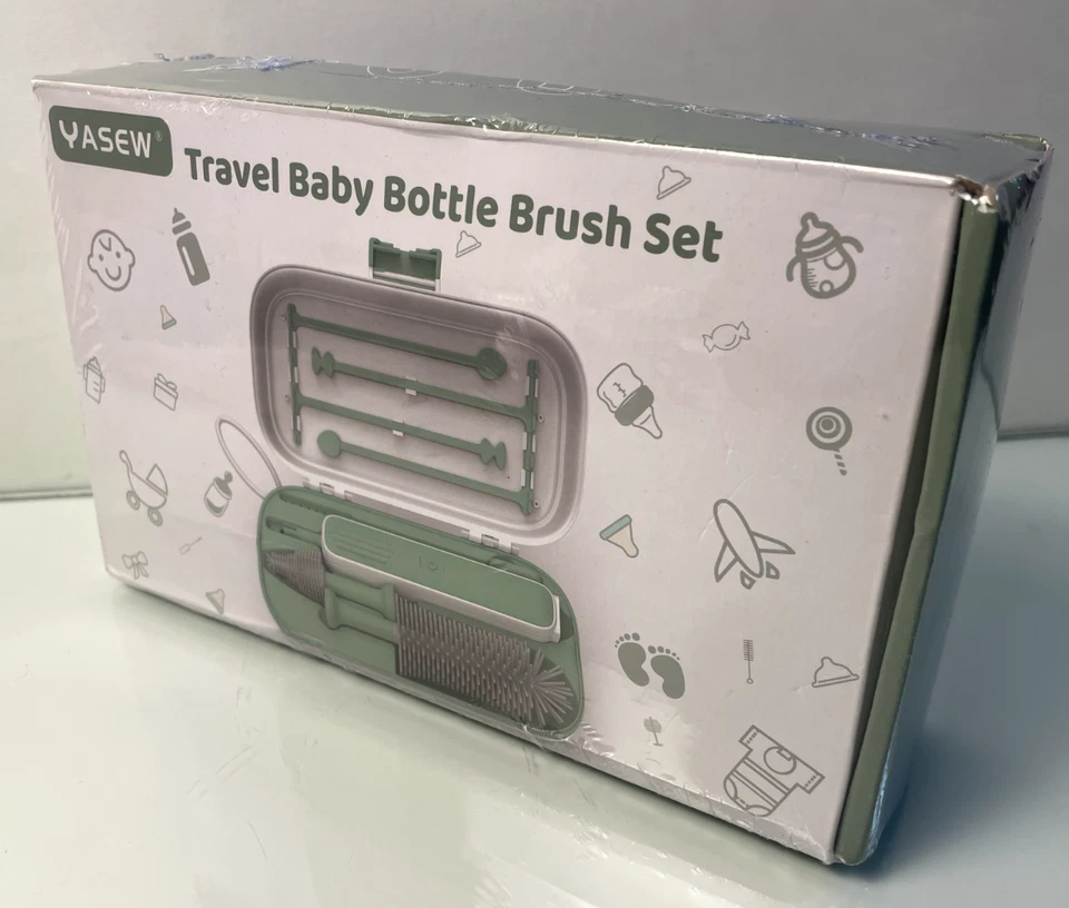 Juego de limpieza de cepillo de biberón de silicona con estante para cepillos Kit de herramientas de paja Foto 1 de 4