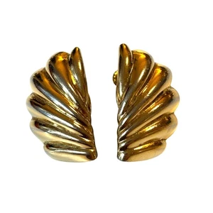 Vintage Napier verstellbare Gold Ohrclips Maß Muschelform 80er - Bild 1 von 6