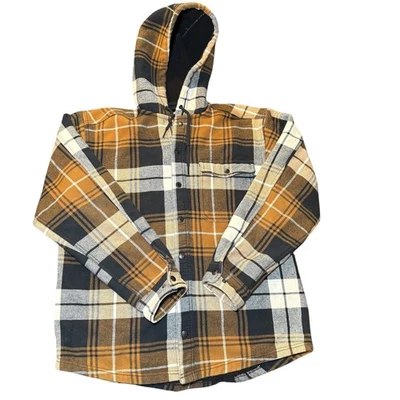 Wolverine Chaqueta de Franela con Capucha Para Hombre M Camisa Forrada de Vellón a Cuadros Chaqueta Marrón Foto 1 de 4
