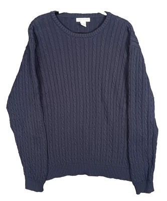 Vintage Preswick & Moor Cableknit Cotton Sweater Men's Large Blue Hong Kong - Image 1 of 4