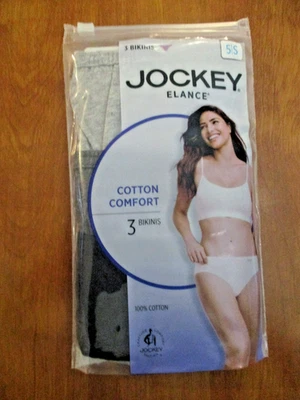 3 PAIR JOCKEY WOMENS ELANCE  COTTON COMFORT BIKINI PANTIES SIZE 5 UNDERWEAR - Image 1 of 4