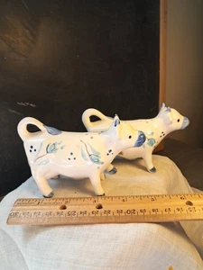 Vintage S&P Cows Blue Floral Enesco Japan New In Original Box New Old Stock - Picture 1 of 8
