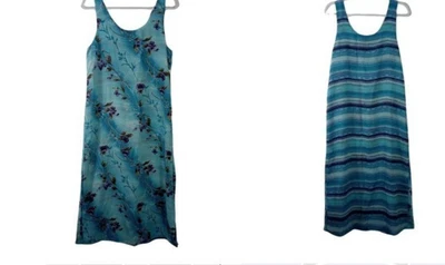 Vestido Feminino Vintage Impressions Reversível Midi Listra Floral Azul P Novo - Imagem 1 de 4