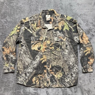 Vintage Mossy Oak Shirt Mens XXL Button Up Camo Heavy Chamois Forest Hunting - Image 1 of 4