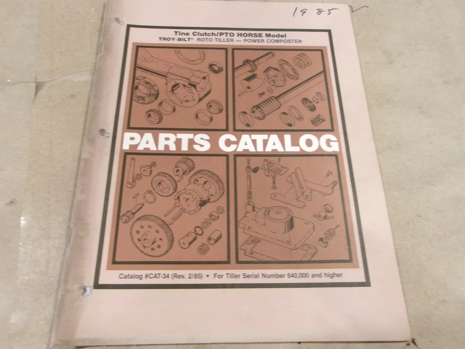 TROY-BILT ROTO-TILLER POWER COMPOSTER TINE CLUTCH/PTO HORSE MODEL PARTS CATALOG - Изображение 1 из 1