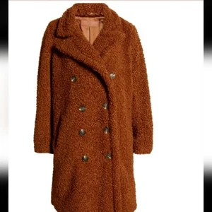 BLANK NYC brown faux shearling double-breasted teddy bear coat size medium - Picture 1 of 6