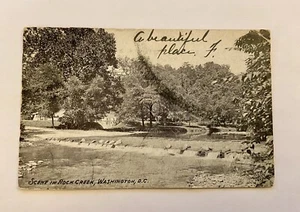 Escena en Rock Creek Hermoso Lugar Washington DC B & W Antigua Postal 1908 - Imagen 1 de 2