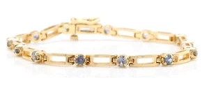 2.00 Carat Natural Blue Sapphires in 14K Solid Yellow Gold Bracelet - Picture 1 of 7