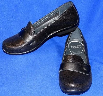 DANSKO WOMENS SHOES 36 6 OLENA BLACK CRACKLE SUEDE LOAFER SLIP-ON NEAR MINT - Image 1 of 4