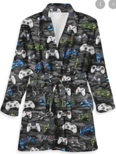Boy's Top Trenz Gamer Remote Fleece Robe Gray Camo Size 7/8 Gamer Robe - Picture 1 of 2