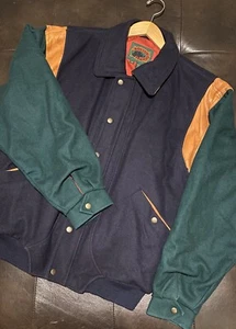Vintage Wool Blend Lettermen’s Style Jacket Coat Preppy Sz Medium Full Zip Snap - Picture 1 of 18