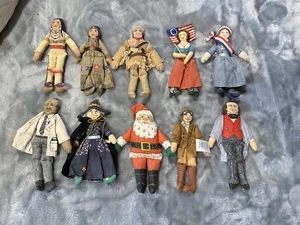 VINTAGE HALLMARK FAMOUS AMERICANS LOT OF 10 COLLECTIBLE CLOTH DOLLS 1970'S - Picture 1 of 15