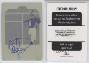 2012 Leaf Ultimate Draft Day Printing Plate Yellow 1/1 Albert Almora Auto