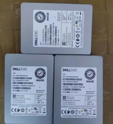 960GB SSD U2 DELL EMC SK hynix HFS960GECTX088N 8G PE8010 D P/N 0WR2FG PICe Gen4 - Image 1 of 3