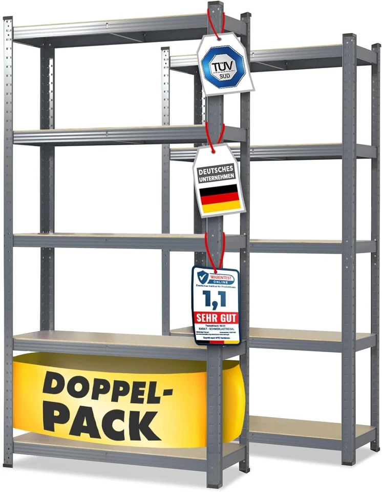 KARAT Scaffale per carichi pesanti Lakota - Scaffale a innesto scaffale per magazzino facile montaggio rapido | Set di 2