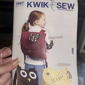 2001 Kwik Sew Animal Backpack Sewing Pattern 3687 Cut Complete - Picture 1 of 2
