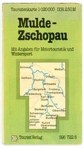 antiguo MAPA TURÍSTICO MULDE-ZSCHOPAU 1:120 000 editorial turística mapa - Imagen 1 de 1