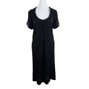Red.Valentino Black Midi Slip Shift Dress around Neck See Through Size 46 - Picture 1 of 12