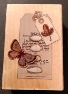 BUTTERFLY TAG Rubber Stampede Mounted Rubber Stamp - Picture 1 of 4