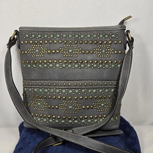 Montana West Gray Faux Leather Studded Concealed Carry Crossbody Bag/Purse - Picture 1 of 14