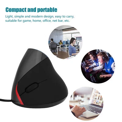 3200 DPI Wired Vertical Ergonomic Optical Mouse For PC Laptop Computer USB Mice - Image 1 of 4