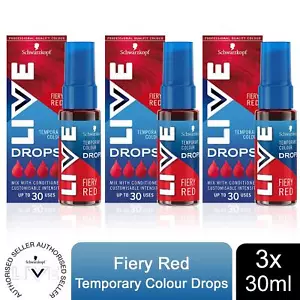 Schwarzkopf LIVE Colour Drops semipermanenter Haarfärbemittel, feurig rot 3er-Pack - Bild 1 von 8