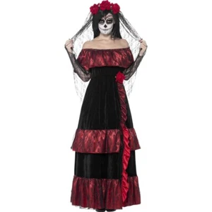 Gothic Brautkleid S 36-38 Sugar Skull Kostüm Tag der Toten Outfit La Catrina - Bild 1 von 4