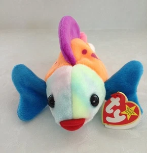 Beanie Babies TY Retired Lips Gish 1999 Blue Purple Pink Orange Easter Toy NWT - Picture 1 of 11