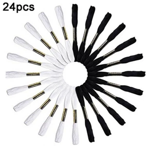 24Pcs Embroidery Knitting Thread Cross Floss Stitch Craft DIY Black and White - Picture 1 of 10