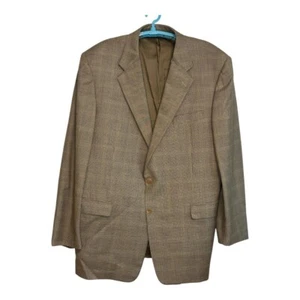 Hickey Freeman Wool Single Breast Blazer Sport Coat Boardroom Plaid Brown SZ 37 - Picture 1 of 4