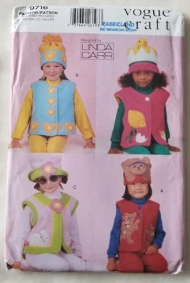 Vogue 9716 Craft Childs Appliqued Vest Hat Sewing Pattern - Image 1 of 4