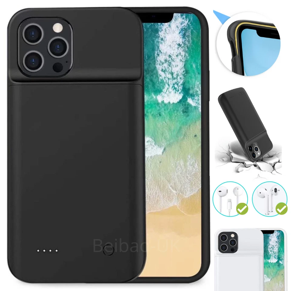 6800mAh For iPhone 12 11 Pro Max Battery Charger Case Power Bank Charging Cover - Image 1 of 4