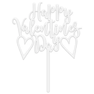 Cake Topper Pick Make A Wish Weiß Happy Valentinstag Acryl Cupcake Party - Bild 1 von 1