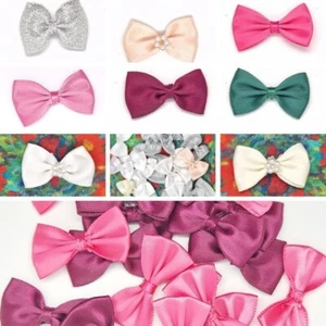 Mini Bows 3cm Pre Tied Small Satin Ribbon Crafts Wedding Cards Sewing Scrapbook - Picture 1 of 17