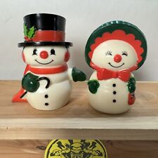 Vintage Hallmark Mr & Mrs Snowman Salt & Pepper Shakers Christmas Decor